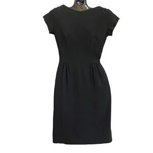 1960s Black Crepe Bateau Neck Wiggle Dress - Vintage Knee-Length Dress